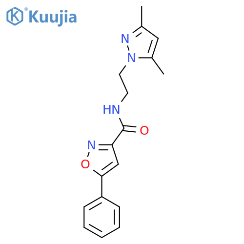 N-2-(3,5-dimethyl-1H-pyrazol-1-yl)ethyl-5-phenyl-1,2-oxazole-3-carboxamide structure