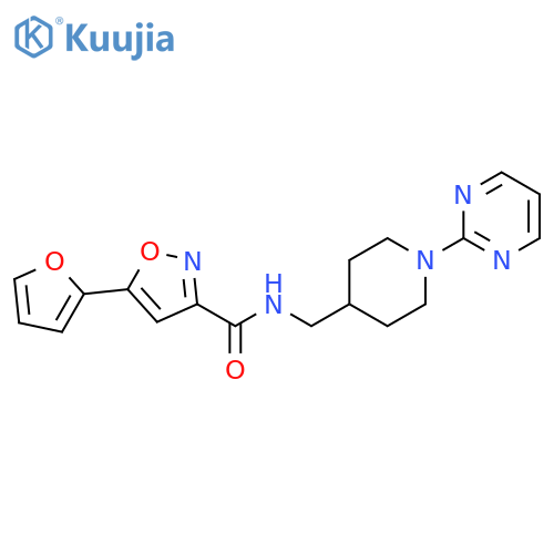 5-(furan-2-yl)-N-{1-(pyrimidin-2-yl)piperidin-4-ylmethyl}-1,2-oxazole-3-carboxamide structure