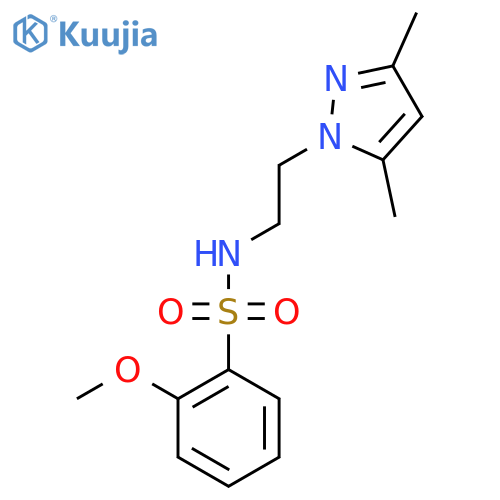 N-2-(3,5-dimethyl-1H-pyrazol-1-yl)ethyl-2-methoxybenzene-1-sulfonamide structure