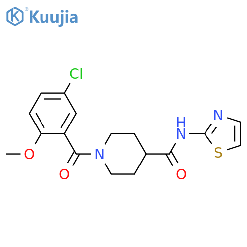 1-(5-chloro-2-methoxybenzoyl)-N-(1,3-thiazol-2-yl)piperidine-4-carboxamide structure