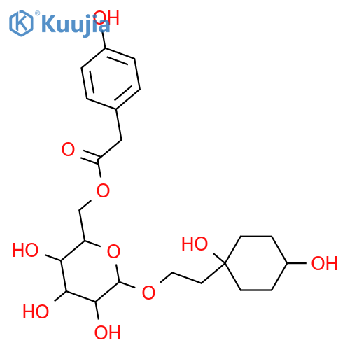 β-D-Glucopyranoside, 2-(cis-1,4-dihydroxycyclohexyl)ethyl, 6-(4-hydroxybenzeneacetate) structure