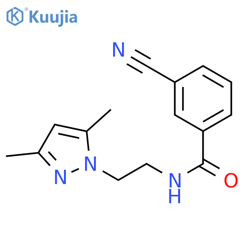 3-cyano-N-[2-(3,5-dimethyl-1H-pyrazol-1-yl)ethyl]benzamide structure