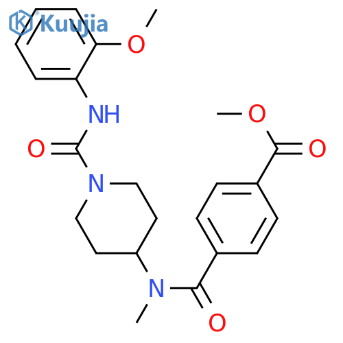 methyl 4-({1-(2-methoxyphenyl)carbamoylpiperidin-4-yl}methyl)carbamoylbenzoate structure