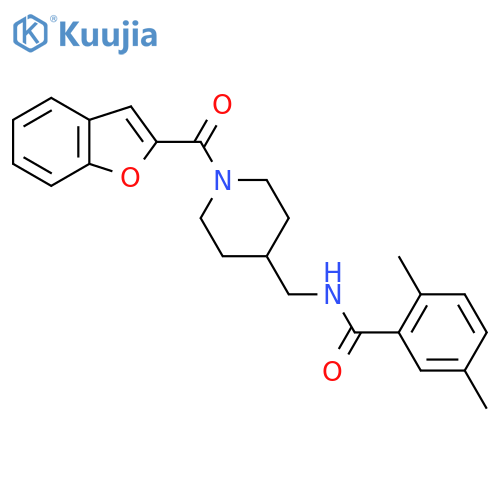 N-{1-(1-benzofuran-2-carbonyl)piperidin-4-ylmethyl}-2,5-dimethylbenzamide structure