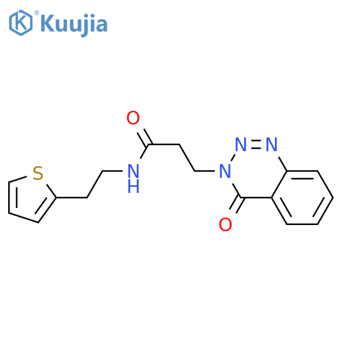 3-(4-oxo-3,4-dihydro-1,2,3-benzotriazin-3-yl)-N-2-(thiophen-2-yl)ethylpropanamide structure