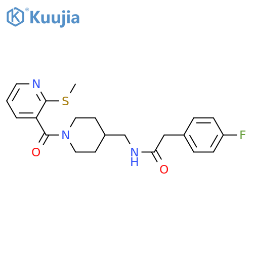 2-(4-fluorophenyl)-N-({1-2-(methylsulfanyl)pyridine-3-carbonylpiperidin-4-yl}methyl)acetamide structure