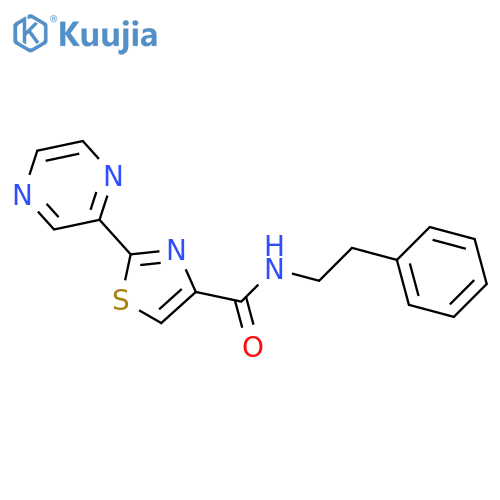 N-(2-phenylethyl)-2-(pyrazin-2-yl)-1,3-thiazole-4-carboxamide structure