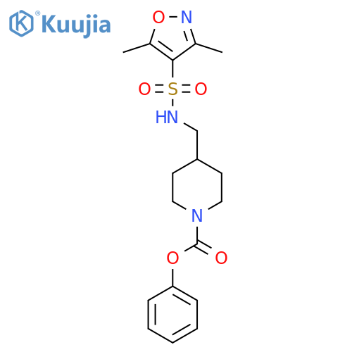 phenyl 4-(3,5-dimethyl-1,2-oxazole-4-sulfonamido)methylpiperidine-1-carboxylate structure