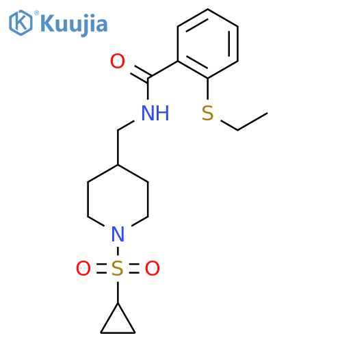 N-{1-(cyclopropanesulfonyl)piperidin-4-ylmethyl}-2-(ethylsulfanyl)benzamide structure