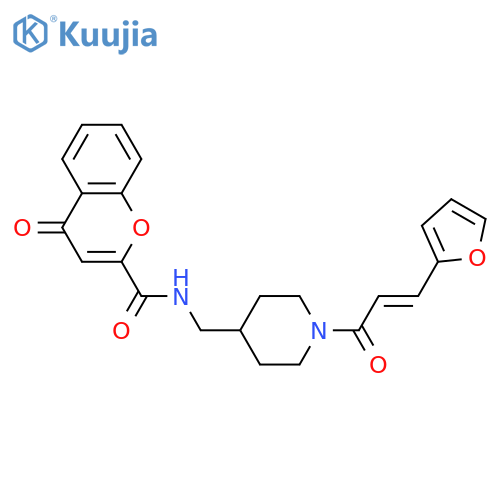 N-({1-(2E)-3-(furan-2-yl)prop-2-enoylpiperidin-4-yl}methyl)-4-oxo-4H-chromene-2-carboxamide structure