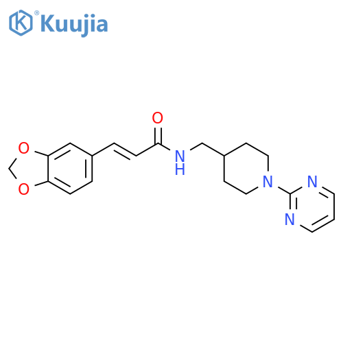 (2E)-3-(2H-1,3-benzodioxol-5-yl)-N-{1-(pyrimidin-2-yl)piperidin-4-ylmethyl}prop-2-enamide structure