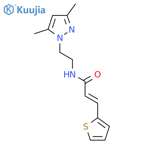 (2E)-N-2-(3,5-dimethyl-1H-pyrazol-1-yl)ethyl-3-(thiophen-2-yl)prop-2-enamide structure