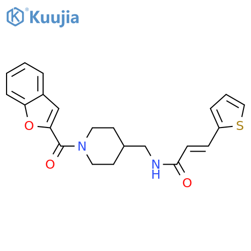 (2E)-N-{1-(1-benzofuran-2-carbonyl)piperidin-4-ylmethyl}-3-(thiophen-2-yl)prop-2-enamide structure