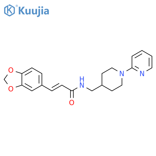 (2E)-3-(2H-1,3-benzodioxol-5-yl)-N-{1-(pyridin-2-yl)piperidin-4-ylmethyl}prop-2-enamide structure