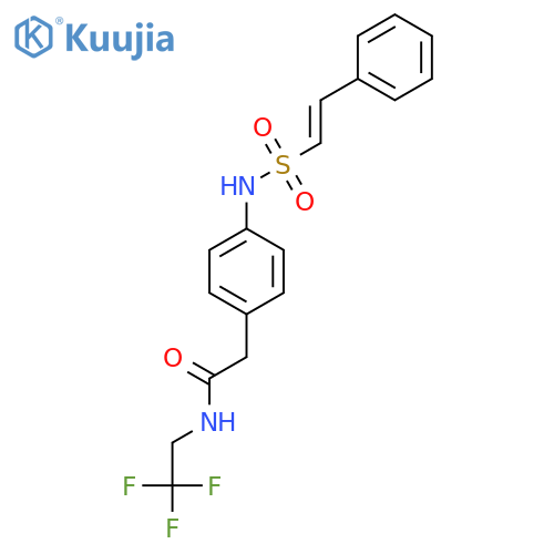 2-{4-(E)-2-phenylethenesulfonamidophenyl}-N-(2,2,2-trifluoroethyl)acetamide structure