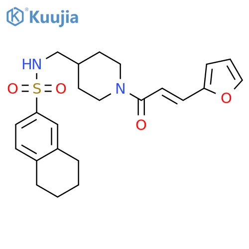 N-({1-(2E)-3-(furan-2-yl)prop-2-enoylpiperidin-4-yl}methyl)-5,6,7,8-tetrahydronaphthalene-2-sulfonamide structure