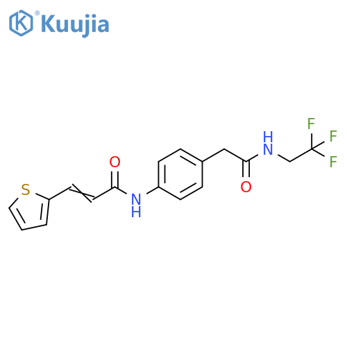 (2E)-3-(thiophen-2-yl)-N-(4-{(2,2,2-trifluoroethyl)carbamoylmethyl}phenyl)prop-2-enamide structure