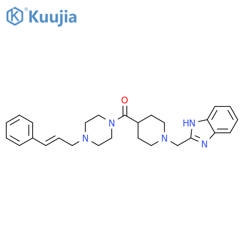 2-(4-{4-(2E)-3-phenylprop-2-en-1-ylpiperazine-1-carbonyl}piperidin-1-yl)methyl-1H-1,3-benzodiazole structure