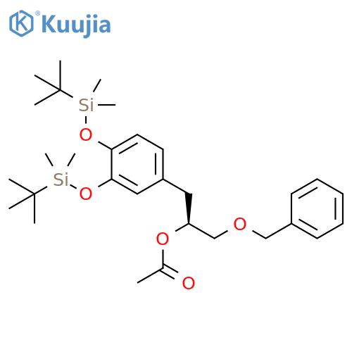 (S)-1-(Benzyloxy)-3-(3,4-bis((tert-butyldimethylsilyl)oxy)phenyl)propan-2-yl acetate structure