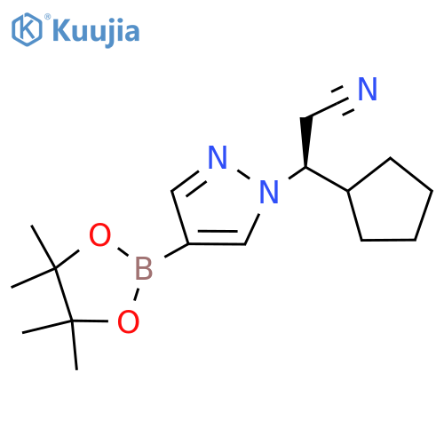 (βS)-β-Cyclopentyl-4-(4,4,5,5-tetramethyl-1,3,2-dioxaborolan-2-yl)-1H-pyrazole-1-propanenitrile structure