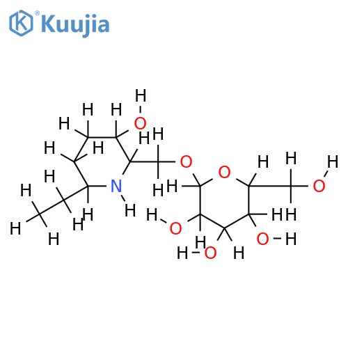 6-O-beta-D-glucopyranosyl-1,2,3-trideoxy-1-C-ethyl-beta-galactonojirimycin structure