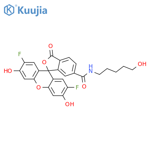 Spiro[isobenzofuran-1(3H),9'-[9H]xanthene]-6-carboxamide, 2',7'-difluoro-3',6'-dihydroxy-N-(5-hydroxypentyl)-3-oxo- structure