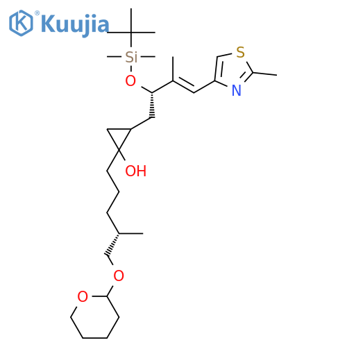 2-[(2S,3E)-2-(tert-butyldimethylsiloxy)-3-methyl-4-(2-methylthiazol-4-yl)but-3-enyl]-1-[(4S)-4-methyl-5-(tetrahydro-2H-pyran-2-yloxy)pentyl]cyclopropanol structure