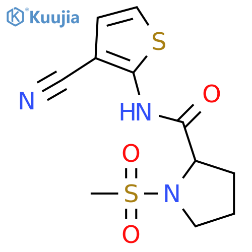 N-(3-cyanothiophen-2-yl)-1-methanesulfonylpyrrolidine-2-carboxamide structure