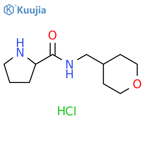 N-[(oxan-4-yl)methyl]pyrrolidine-2-carboxamide hydrochloride structure