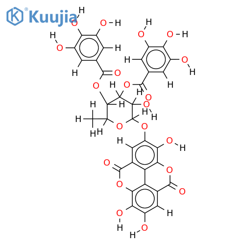 4-O-(3'',4''-di-O-galloyl-alpha-L-rhamnopyranosyl)ellagic acid structure