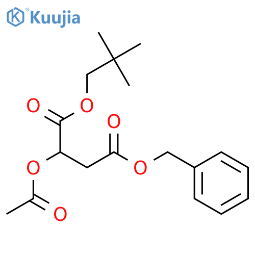 Butanedioic acid, 2-(acetyloxy)-, 1-(2,2-dimethylpropyl) 4-(phenylmethyl) ester, (2S)- structure