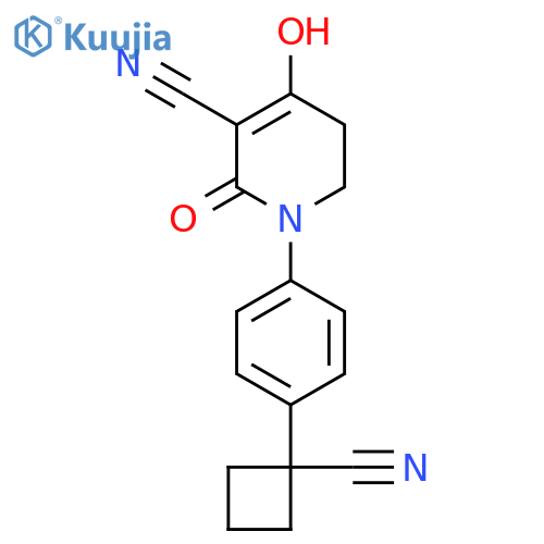 1-(4-(1-Cyanocyclobutyl)phenyl)-4-hydroxy-2-oxo-1,2,5,6-tetrahydropyridine-3-carbonitrile structure