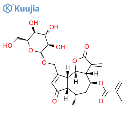 2-Propenoic acid,2-methyl-, (3aR,4S,6S,6aS,9aR,9bR)-9-[(b-D-glucopyranosyloxy)methyl]-2,3,3a,4,5,6,6a,7,9a,9b-decahydro-6-methyl-3-methylene-2,7-dioxoazuleno[4,5-b]furan-4-ylester (9CI) structure