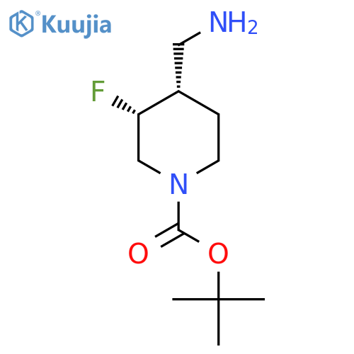 tert-butyl cis-4-(aminomethyl)-3-fluoro-piperidine-1-carboxylate structure