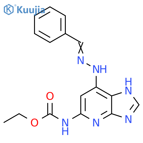 Carbamic acid,[7-[(phenylmethylene)hydrazino]-1H-imidazo[4,5-b]pyridin-5-yl]-, ethylester structure
