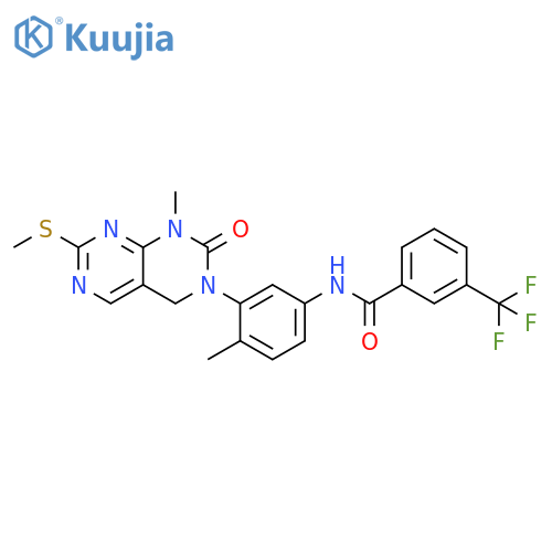 N-(4-methyl-3-(1-methyl-7-(methylthio)-2-oxo-1,2-dihydropyrimido[4,5-d]pyrimidin-3(4H)-yl)phenyl)-3-(trifluoromethyl)benzamide structure