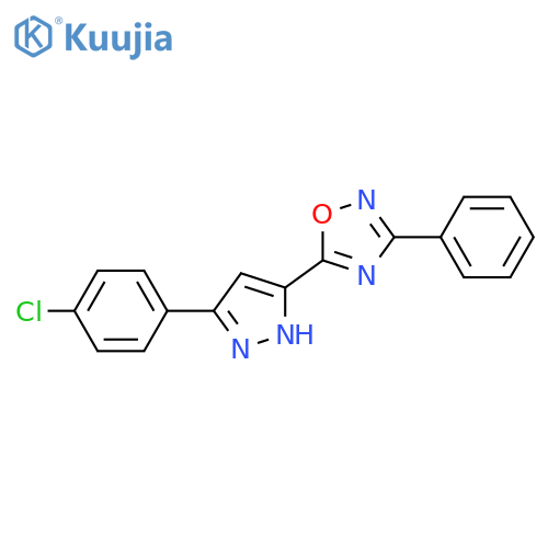 5-[3-(4-chlorophenyl)-1H-pyrazol-5-yl]-3-phenyl-1,2,4-oxadiazole structure