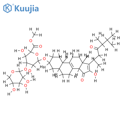 16-hydroxy-3beta-O-[beta-D-xylopyranosyl-(1->3)-beta-D-glucopyranosyloxyuronic acid]-5alpha,14beta-ergost-8,16-diene-15,23-dione methyl ester structure