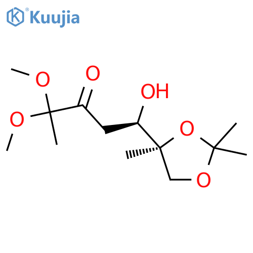 3-Pentanone,1-hydroxy-4,4-dimethoxy-1-[(4R)-2,2,4-trimethyl-1,3-dioxolan-4-yl]-, (1S)-rel- structure