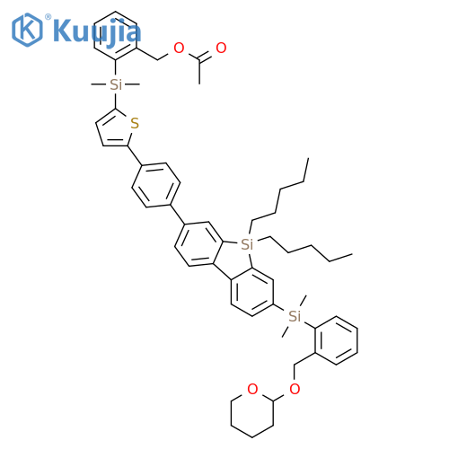 7-[5-(4-{[2-(acetoxymethyl)phenyl]dimethylsilyl}phenyl)thiophen-2-yl]-3-{dimethyl[2-(tetrahydro-2H-pyranyloxymethyl)phenyl]silyl}-5,5-dipentyl-5H-dibenzo[b,d]silole structure