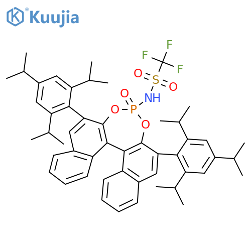 (11Bs)-1,1,1-Trifluoro-N-(4-oxido-2,6-bis(2,4,6-triisopropylphenyl)dinaphtho[2,1-d:1',2'-f][1,3,2]dioxaphosphepin-4-yl)methanesulfonamide structure