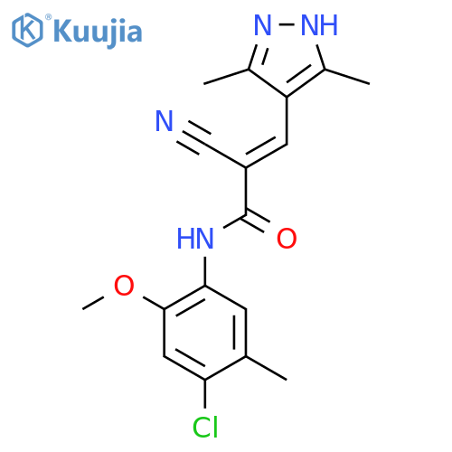 N-(4-chloro-2-methoxy-5-methylphenyl)-2-cyano-3-(3,5-dimethyl-1H-pyrazol-4-yl)prop-2-enamide structure