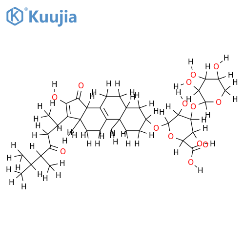 16-hydroxy-3beta-O-[beta-D-xylopyranosyl-(1->3)-beta-D-glucopyranosyloxyuronic acid]-5alpha,14beta-ergost-8,16-diene-15,23-dione structure