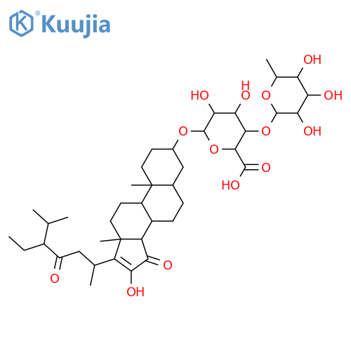 3,16-Dihydroxystigmast-16-ene-15,23-dione; (3β,5α,14β,24R)-form, 3-O-[α-L-Rhamnopyranosyl-(1→4)-β-D-glucuronopyranoside] structure