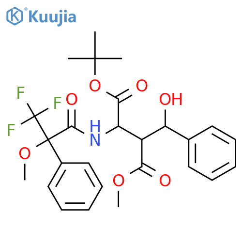 L-Aspartic acid, 3-(hydroxyphenylmethyl)-N-(3,3,3-trifluoro-2-methoxy-1-oxo-2-phenylpropyl)-, 1-(1,1-dimethylethyl) 4-methyl ester structure