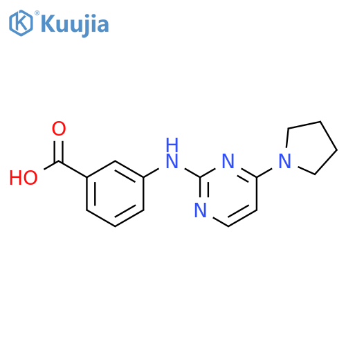 3-((4-(pyrrolidin-1-yl)pyrimidin-2-yl)amino)benzoic acid structure