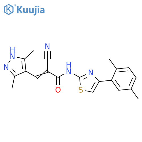 2-Cyano-N-[4-(2,5-dimethylphenyl)-2-thiazolyl]-3-(3,5-dimethyl-1H-pyrazol-4-yl)-2-propenamide structure