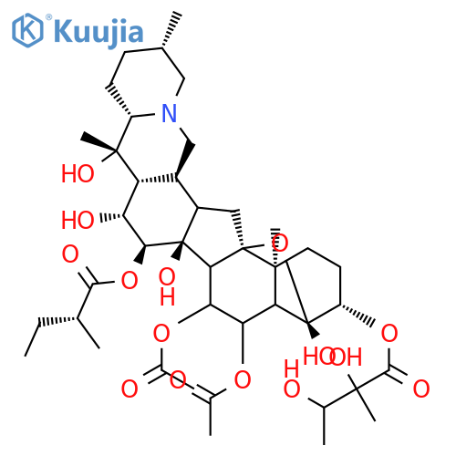 Cevane-3,4,6,7,14,15,16,20-octol,4,9-epoxy-, 6,7-diacetate 3-[(2R,3R)-2,3-dihydroxy-2-methylbutanoate]15-[(2R)-2-methylbutanoate], (3b,4a,6a,7a,15a,16b)- structure