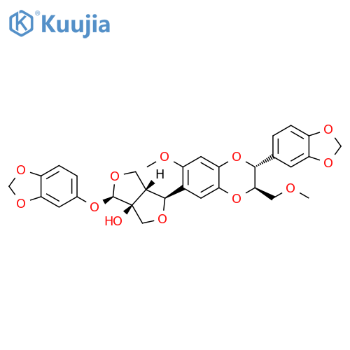 1H,3H-Furo[3,4-c]furan-3a(4H)-ol,1-[(2R,3R)-2-(1,3-benzodioxol-5-yl)-2,3-dihydro-7-methoxy-3-(methoxymethyl)-1,4-benzodioxin-6-yl]-4-(1,3-benzodioxol-5-yloxy)dihydro-,(1S,3aS,4R,6aR)- (9CI) structure