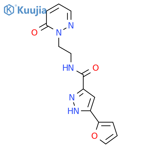 3-(furan-2-yl)-N-2-(6-oxo-1,6-dihydropyridazin-1-yl)ethyl-1H-pyrazole-5-carboxamide structure